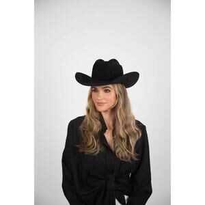 Gladys Tamez Millinery Classic Cowboy Western Hat Leather Band Cowgirl Sz S